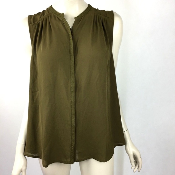 Lucky Brand Tops - Lucky Brand Large Green Button Up Sleeveless Top